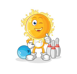 sun play bowling illustration. character vector