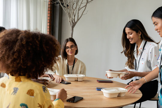 Mixed businesspeople at office 