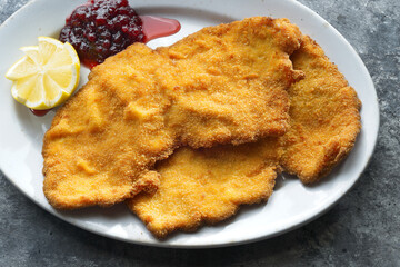 golden breaded german schnitzel