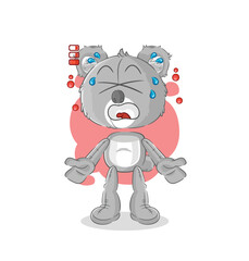 koala low battery mascot. cartoon vector