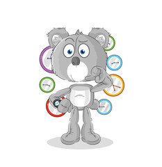 koala with wristwatch cartoon. cartoon mascot vector