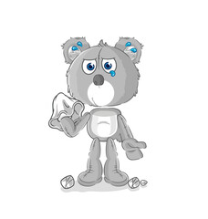 koala cry with a tissue. cartoon mascot vector