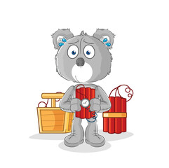 koala holding dynamite character. cartoon mascot vector