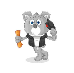 koala graduation vector. cartoon character