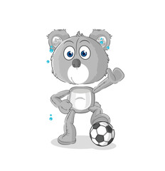 koala playing soccer illustration. character vector