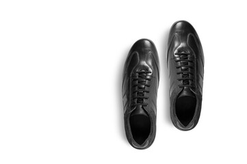 Black leather shoes isolated on white 
