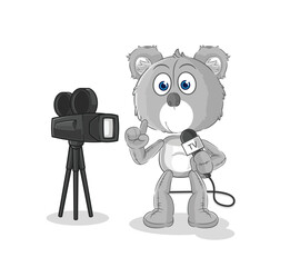 koala tv reporter cartoon. cartoon mascot vector