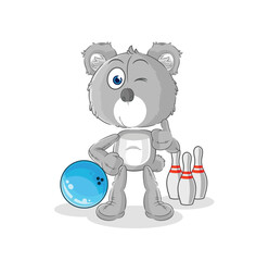 koala play bowling illustration. character vector
