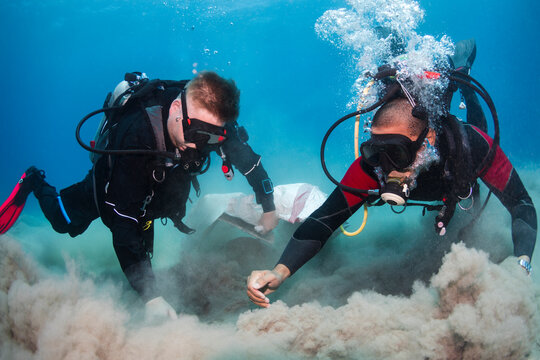 Diverse Volunteers Cleaning Up the Ocean