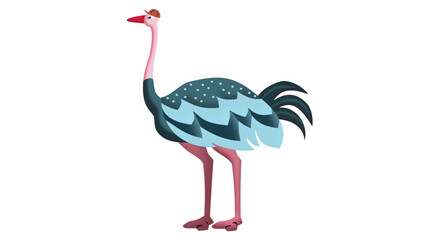 Naklejka premium A walking green ostrich, animation