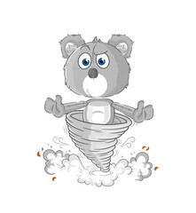 koala in the tornado cartoon character vector