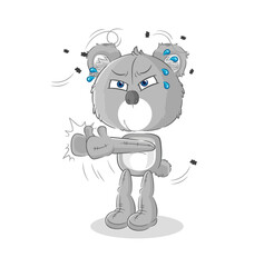 koala swat fly character. cartoon mascot vector