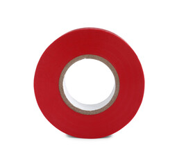 Red insulating tape isolated on white. Electrician's supply