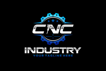 CNC Lathe machine Logo Computer Numerical Control modern 3D cutting technology design manufacturing industry cutting 