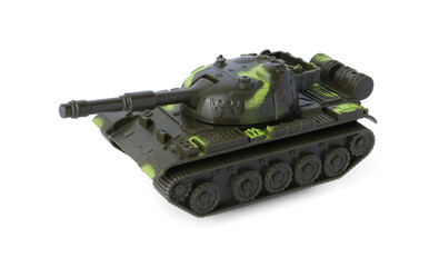 Fototapeta premium One toy military tank isolated on white