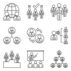 Business Structure Line Icon Set