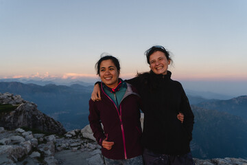 Female friends in the mountains