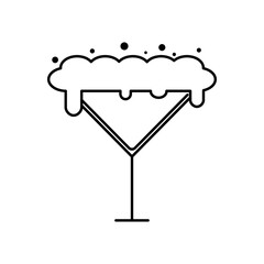 martini cocktail glass icon with soda and foam. simple, line, silhouette and clean style. suitable for symbol, sign, icon or logo