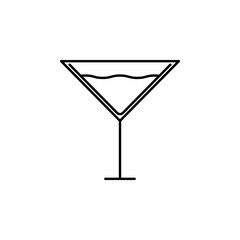 martini cocktail glass icon with water. simple, line, silhouette and clean style. suitable for symbol, sign, icon or logo