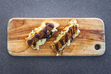 healthy plant-based food, vegan reuben sandwich with sauerkraut and vegan sausage