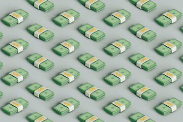 pattern of Wad of dollars. 3d render
