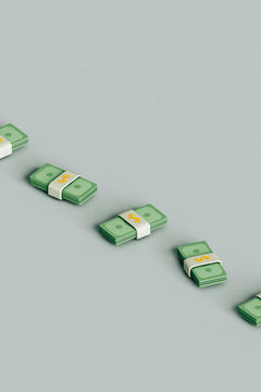 a row of Wad of dollars