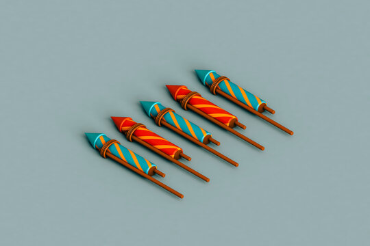 a row of colorful fireworks rockets