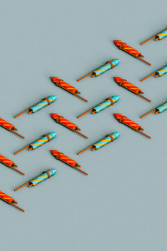 rows of fireworks rockets