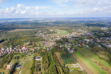 Luftaufnahme von einem Dorf in Polen in der Nähe Czestochowa