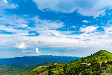 landscape with mountains and sky at Doi Chang  in Thailand