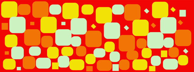 Orange background with colorful square icon.For 