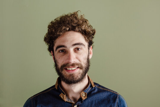 Happy Man With Curly Hair Portrait