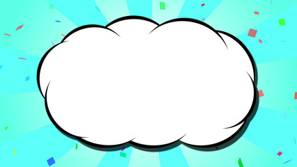 放射状の背景　雲フレーム　紙吹雪有り