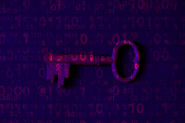 Cryptography Concept with Key and Binary Code