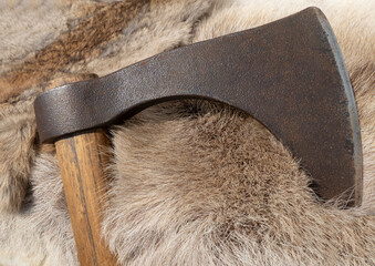 Medieval ax and fur