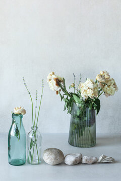 composition of balance stones and vase