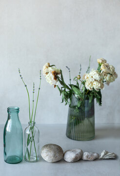 composition of balance stones and vase