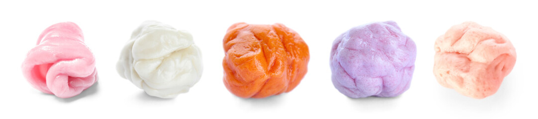 Set of different chewing gums isolated on white