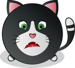 Abstract sticker images of a rounded cute cat.