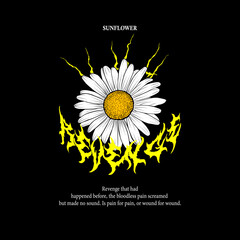 Metal sunflower vector streetwear design