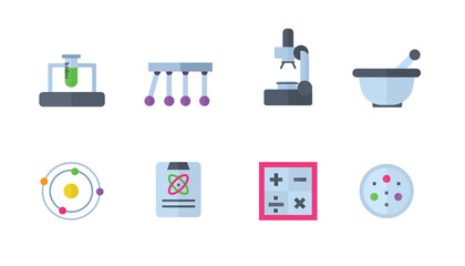 science and Education icon set on white background, Collection of modern infographic logos and pictograms.y