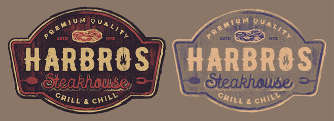 Steak House Sign Vintage Badge Logo