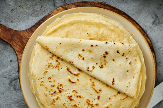 Crepes on plate.