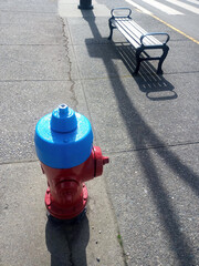 A red fire hydrant, faucet or fire hydrant, a water intake to provide a flow rate in the event of a...