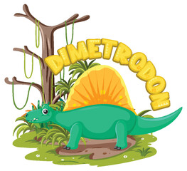 Little cute dimetrodon dinosaur cartoon character
