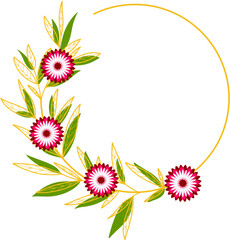 Circle Gold Frame with Pink Flower