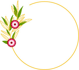 Circle Gold Frame with Pink Flower