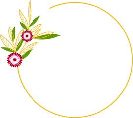 Circle Gold Frame with Pink Flower