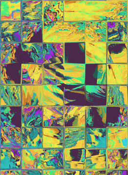 Exotic, floral, glitchy pixel background