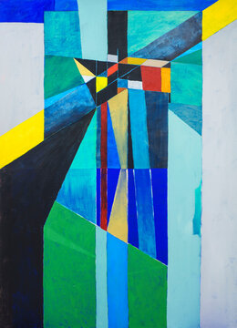 One of 14 abstract geometric paintings.